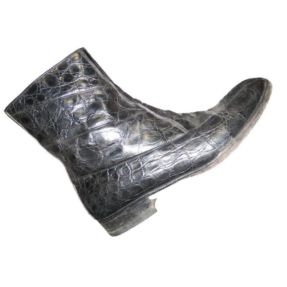 MORESCHI ITALY Genuine Croc embossed Italian Leather Boots size 9 Vintage - Picture 8 of 10